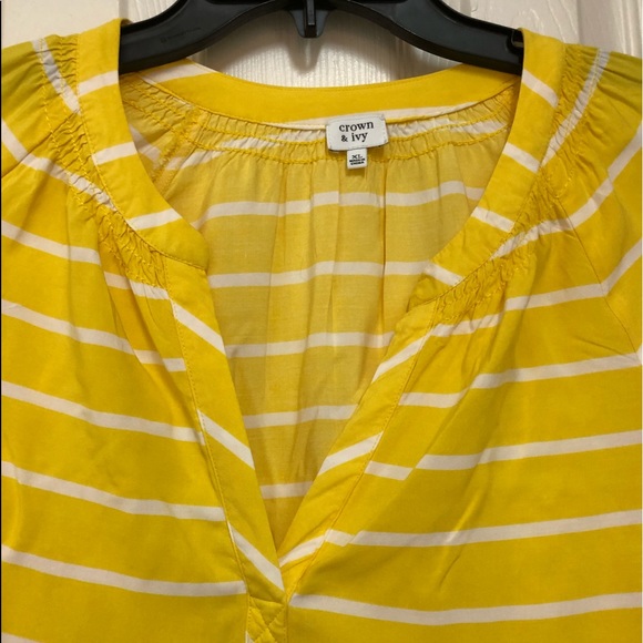 Bright yellow & white stripped Crown & Ivy top - Picture 2 of 5